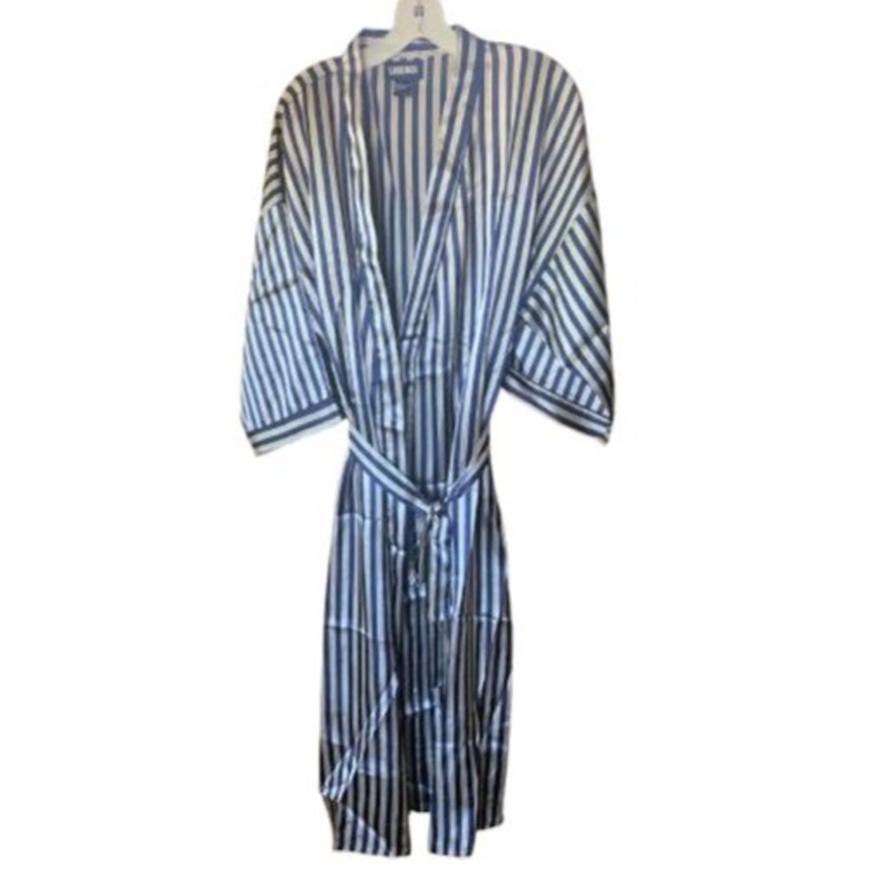 New Labeaux Striped Polyester Bathrobe Size L